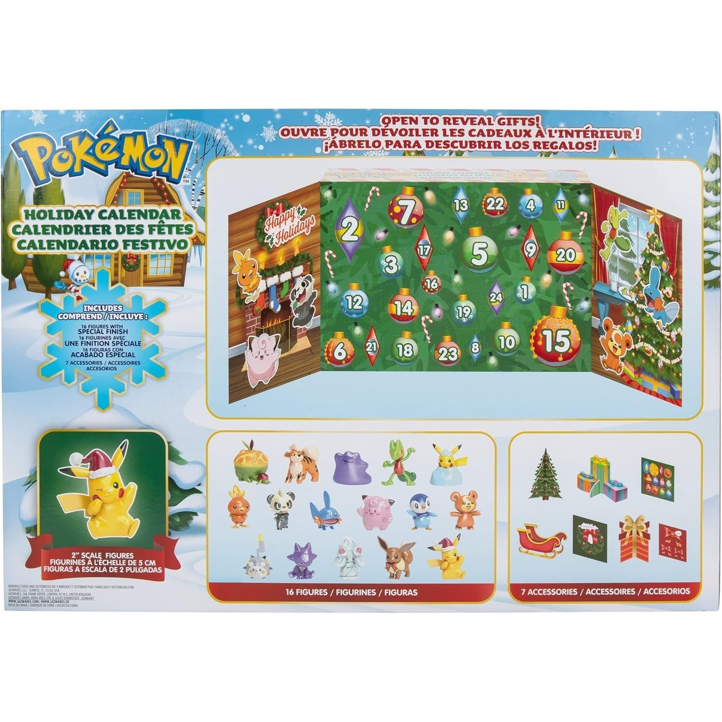Pokemon Calendario dell'Avvento 2025 - 16 Mini Figure 6cm e Otto Accessori Unici