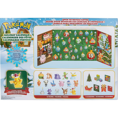 Pokemon Calendario dell'Avvento 2025 - 16 Mini Figure 6cm e Otto Accessori Unici