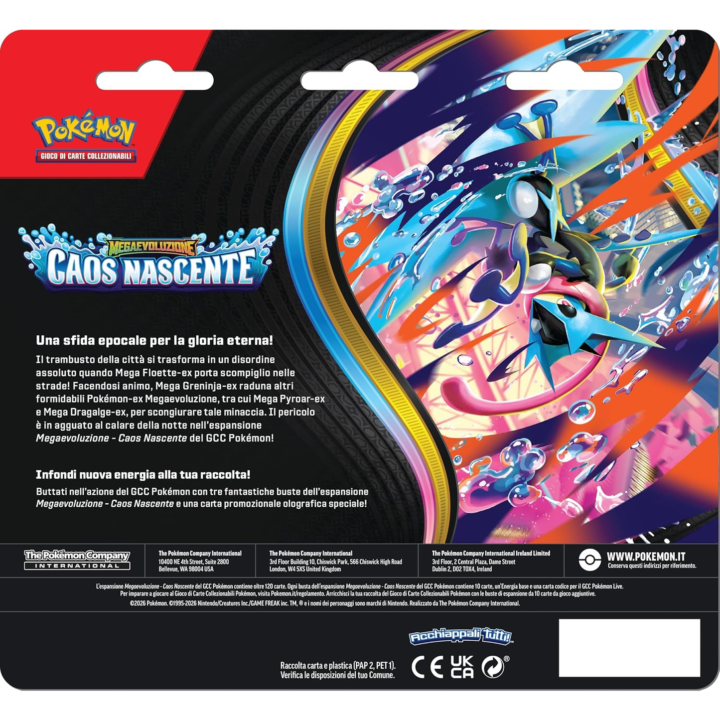 Pokémon: Blister 3 Buste + Carta Promo Megaevoluzione - Caos Nascente GCC (Edizione Italiana)