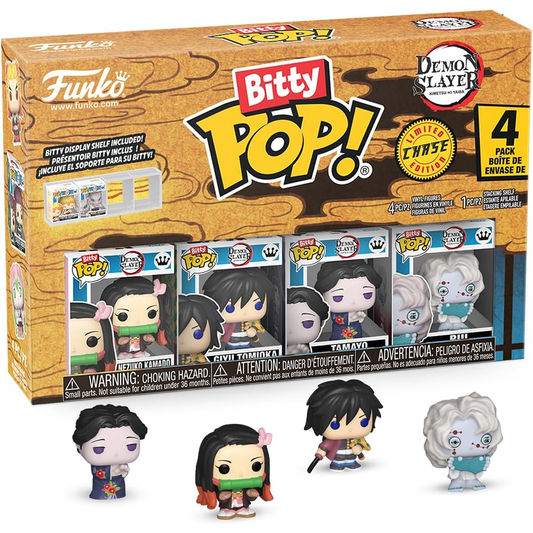 Funko Bitty Pop! Demon Slayer (4 Pack) w/ Bitty Display Chase Edition - Mini Vinyl Figure 2cm