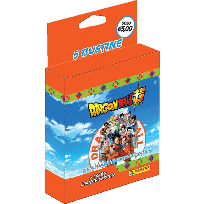 Panini Dragon Ball Super 2025 Ecoblister 5 Bustine Stickers + 1 Card Limited