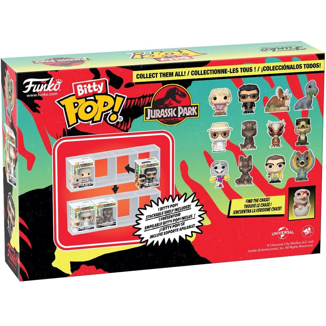 Funko Bitty Pop! Jurassic Park (4 Pack) w/ Bitty Display & Mystery Pop - Mini Vinyl Figure 2cm