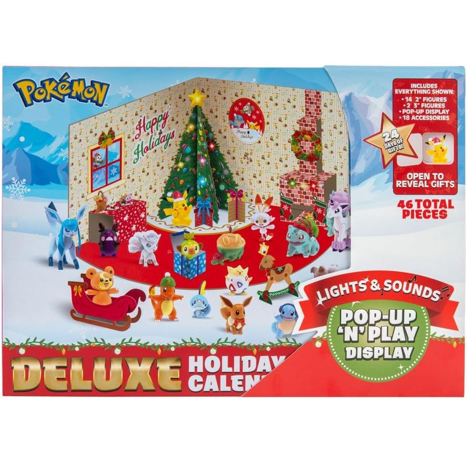Pokémon Calendario Dell'Avvento Deluxe 2025 Con Luci e Suoni - 46 Gadget Inclusi