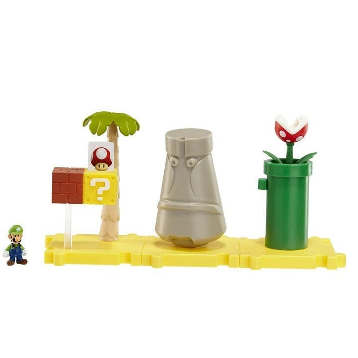 Jakks Pacific Nintendo: Super Mario Bros U. "Luigi + Layer Cake Desert " Gioco Con Figure 1+ 3 Land - Micro Land