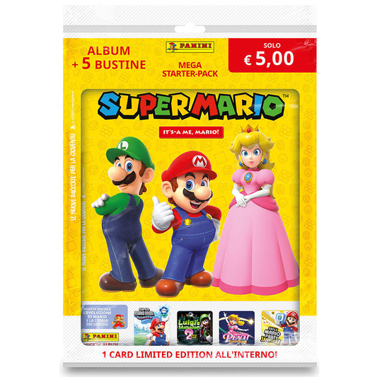 Panini Stickers Super Mario Mega Starter Set 5 Buste + 1 Limited Card Edition