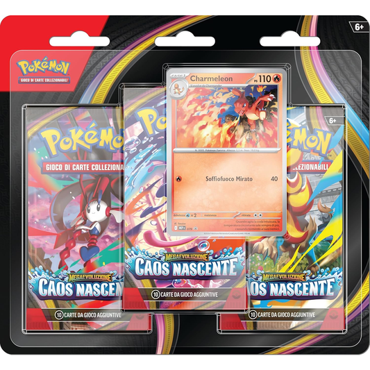 Pokémon: Blister 3 Buste + Carta Promo Megaevoluzione - Caos Nascente GCC (Edizione Italiana)