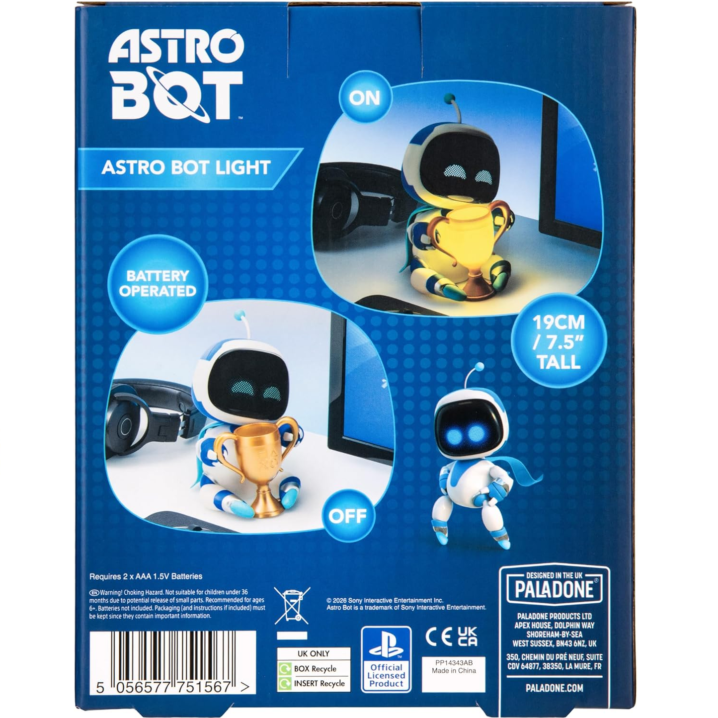 Paladone - Astrobot GloBuddies Light - Astrobot con licenza ufficiale Alimentato a batteria, luce di carattere, occhi luminosi, da collezione - 15cm