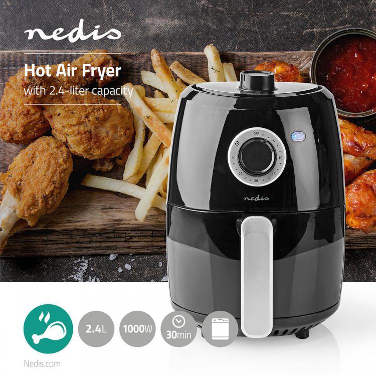 Nedis Friggitrice Ad Aria Calda Senza Olio Forno 2.4L Frigge Cuoce Arrosto 1000W
