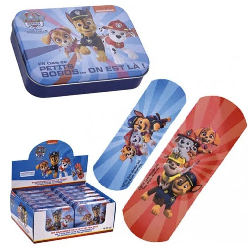 Paw Patrol Box Metallo 24 Medicazioni Adesive Cerotti Sterili Ragazzi Bambini