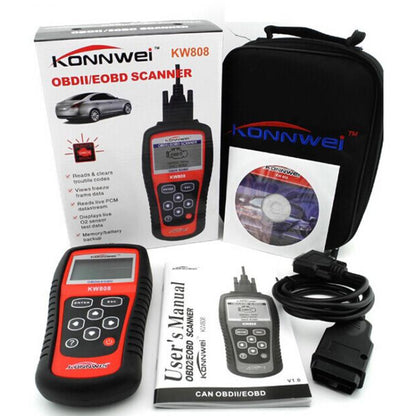 Diagnostica Tester OBD2 II Scanner Konwei kw808 Lettore Codice Centralina Auto