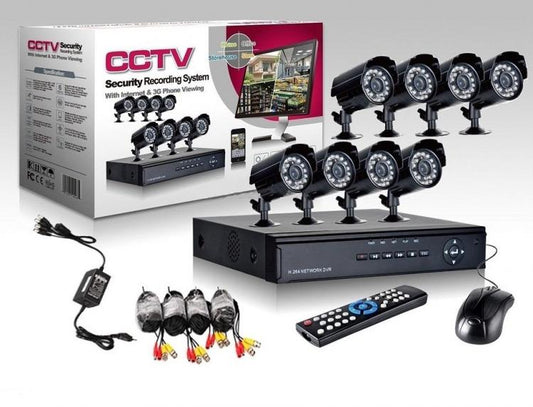 Kit Videosorveglianza 8 Canali Telecamera Infrarossi+Dvr+Alimentatore Telecamere