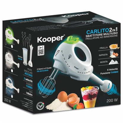 Kooper Sbattitore Elettrico E Mixer A Immersione Multiuso 5 Velocità 200W Fruste