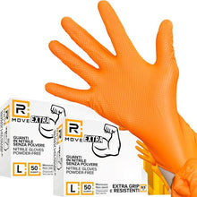 Rmove 50Pz 8.5Gr Da Lavoro Guanti Nitrile Arancione Senza Polvere Full Grip (L)
