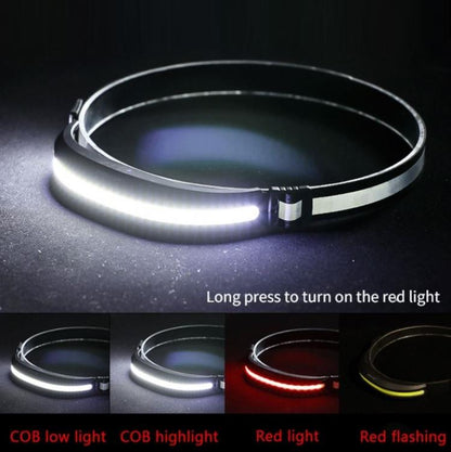 Torcia Testa Lampada Frontale Ricaricabile Usb Led Cob Xpe 230° Emergenza Pesca