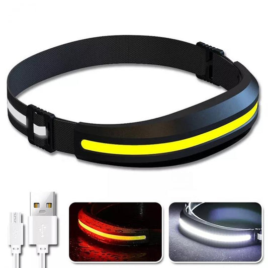 Torcia Testa Lampada Frontale Ricaricabile Usb Led Cob Xpe 230° Emergenza Pesca