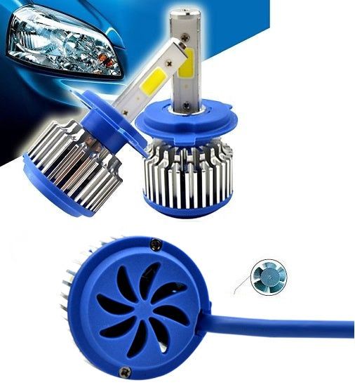 COPPIA LAMPADE LED FARI RICAMBIO AUTO H4 LED 3800 LUMEN 6000K 12V 36W VENTOLA