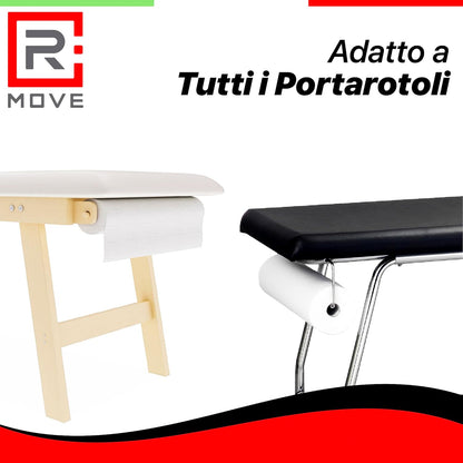 R MOVE 6 Rotoli Carta per Lettino Massaggio 60 metri, Lenzuolino Medico Monouso per lettino 60cm altezza, 2 veli pura cellulosa, lenzuolini per estetista, rotoli medici, rotolo lettino estetista