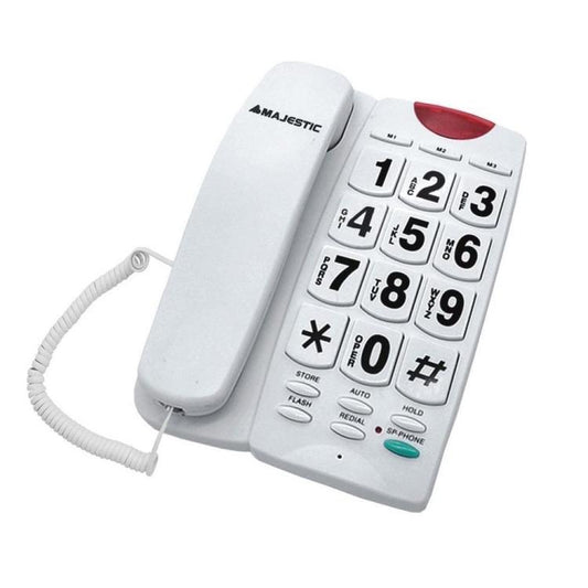 Majestic Billy 202 Telefono Fisso Con Vivavoce Tasti Grandi Anziani Casa Bianco