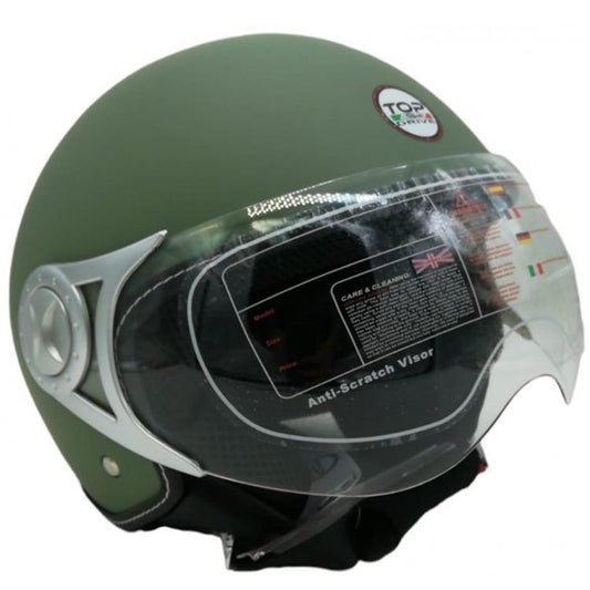 CASCO JET SIRIO MATT MOTO SCOOTER OMOLOGATO ECE VISIERA REMOVIBILE (VERDE tg.S)