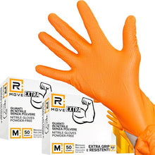 Rmove 50Pz 8.5Gr da Lavoro Guanti Nitrile Arancione Senza Polvere Full Grip (M)