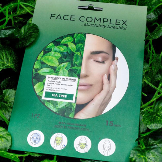 Face Complex Maschera In Tessuto Viso Pelli Grasse Idratante Anti Acne |Tea Tree