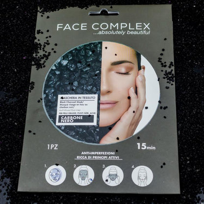 Face Complex Maschera Tessuto Viso Anti Acne Punti Neri Antirughe | Carbone Nero