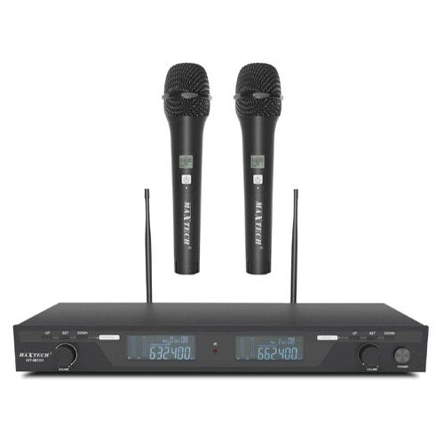 Sistema Microfonico Display Coppia 2 Microfoni Gelato Wireless Uhf Professionale