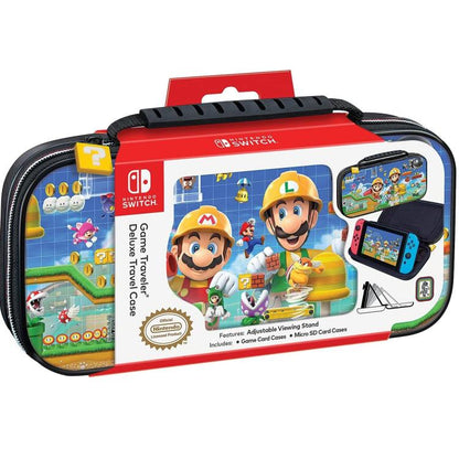 Nintendo Switch Deluxe Travel Case Custodia Super Mario Maker Comp Con Oled/Lite
