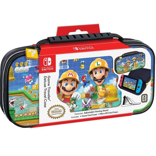 Nintendo Switch Deluxe Travel Case Custodia Super Mario Maker Comp Con Oled/Lite