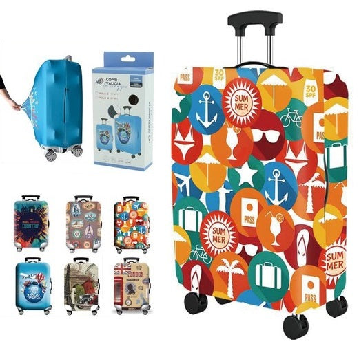 Copri Valigia da Viaggio Tg.XL Copertura Elastica per Trolley Coperchio Custodia Bagaglio (Varie Fantasie Colorate)