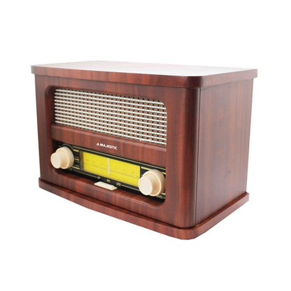 Majestic Radio Fm Bluetooth Ingresso Aux Vintage Batteria Ricaricabile Legno