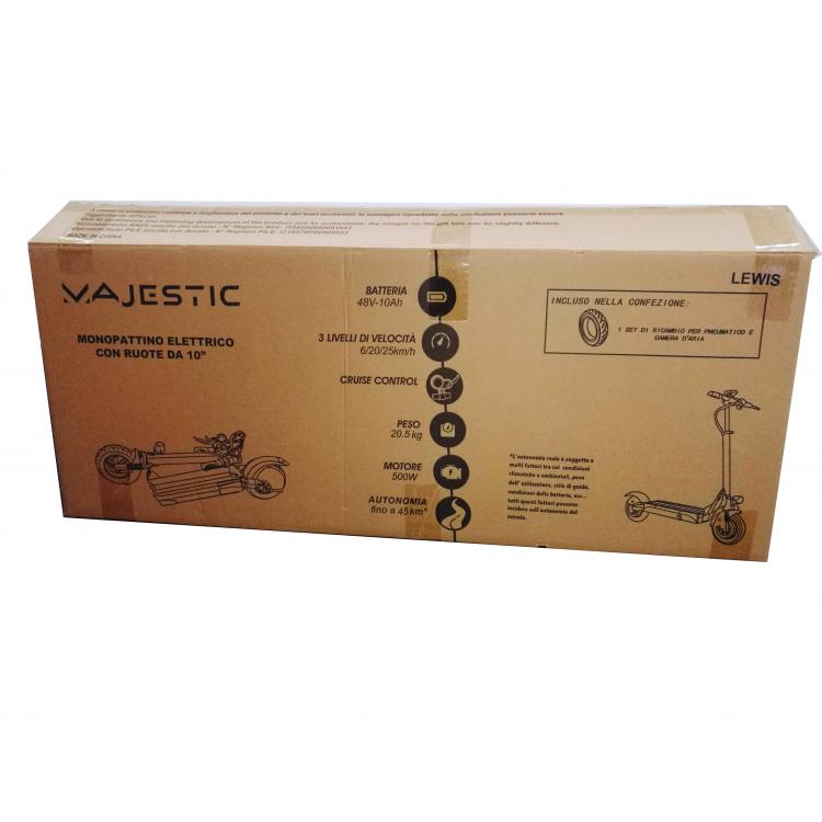 Majestic Lewis Monopattino Scooter Elettrico 500W Ruote 10" Con Chiave E Frecce