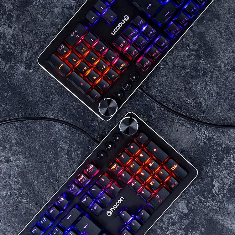 Nacon Tastiera Gaming Semi-Meccanica Usb 6 Tasti Macro Pc Led Windows Rgb Cl-520