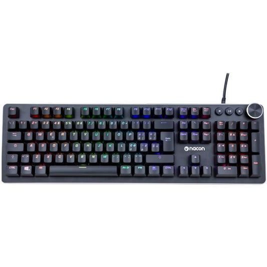 Nacon Tastiera Gaming Semi-Meccanica Usb 6 Tasti Macro Pc Led Windows Rgb Cl-520