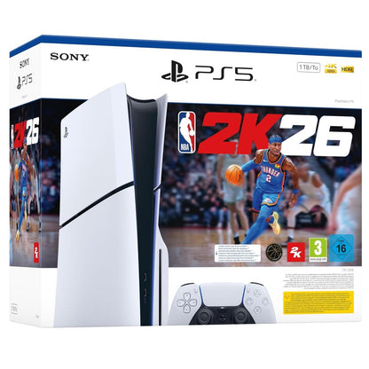 Sony Console Ps5 Slim con Lettore 1TB White (Bundle Playstation 5 +  NBA 2K26)