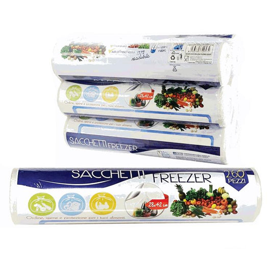 3 ROTOLI DA 260 BUSTE SACCHETTI 28X42 SACCHI FREEZER ALIMENTI CONGELATORE FRIGO