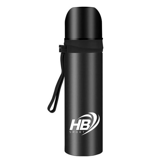 Hb Thermos Acciaio Inox 500Ml Bottiglia Termica (12/24H) Tappo A Scatto | Nero