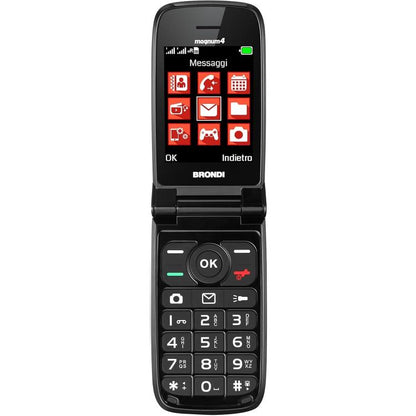 BRONDI MAGNUM 4 CELLULARE GSM FLIP MAXI DISPLAY DUAL SIM FOTOCAMERA 1.3MP NERO