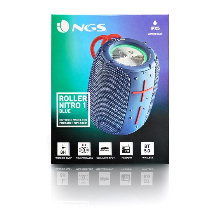 Ngs Speaker Roller Nitro1 Ipx5 Tws/Usb/Tf/Aux-In/Bt Blu Cassa Bluetooth