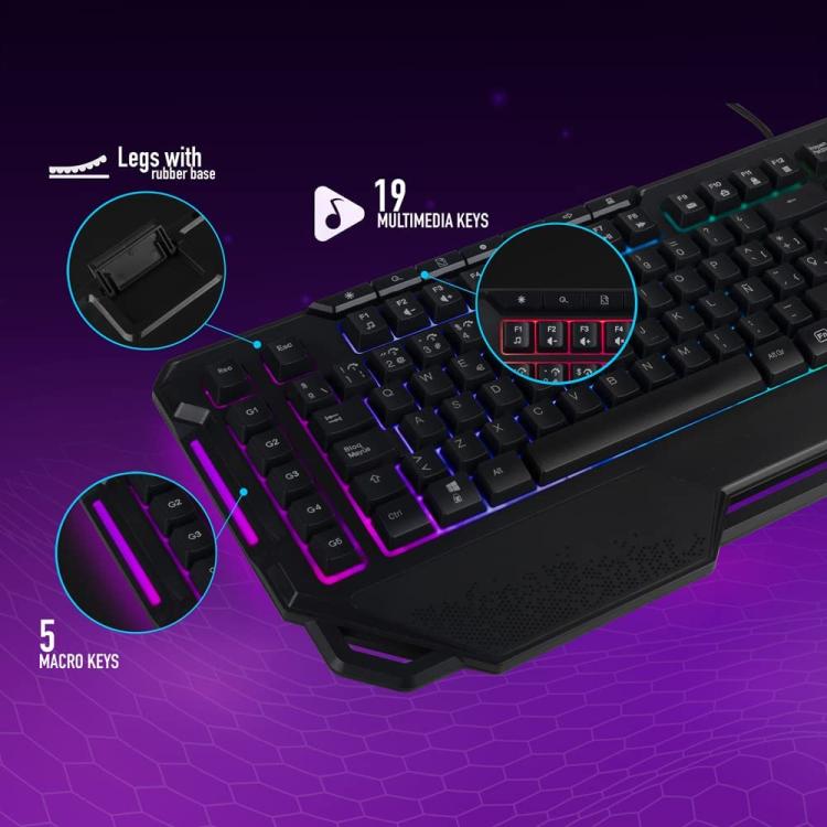 Ngs Tastiera Wired Gaming Rgb Led Programmabile Usb 5 Macro Con Piedini Gkx-450