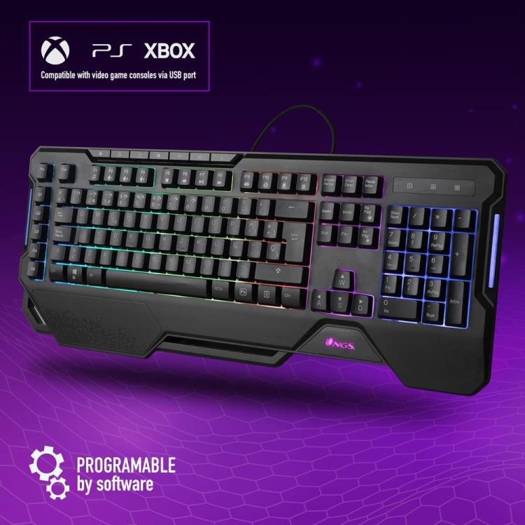 Ngs Tastiera Wired Gaming Rgb Led Programmabile Usb 5 Macro Con Piedini Gkx-450