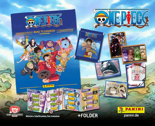 Panini One Piece Road Egghead Starter Set Album + 5 Bustine Stickers Figurine