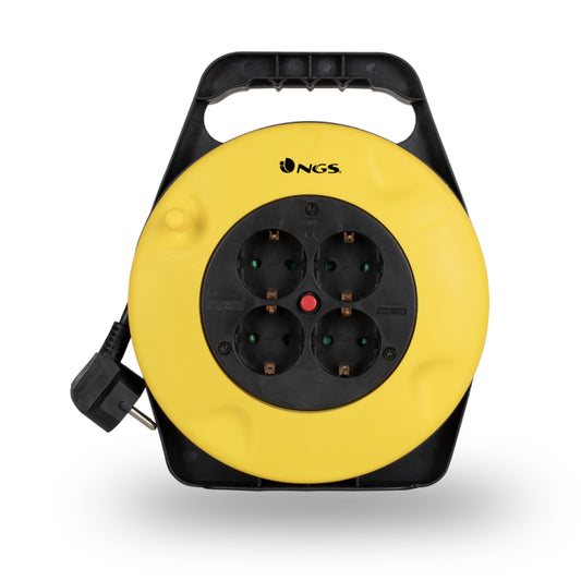 Ngs Avvolgicavo Prolunga 10M Con Protezione 4 Schuko/10A Bipolare 3500W 10 Metri