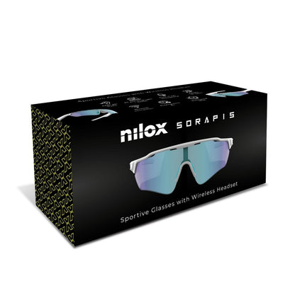 Nilox Occhiali Smart Sportivi SOPRAPIS con Audio Open-Ear, Altoparlanti Integrati, Controllo Vocale Siri e Google, Lenti con Filtro Luce Blu, Design Ergonomico e Resistente IPX5
