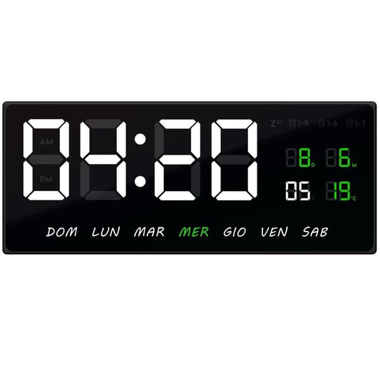 Orologio Digitale Da Parete Muro A Led Data Sveglia Temperatura Calendario 36X16