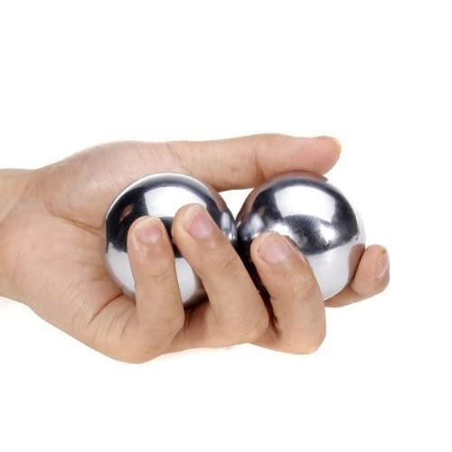 COPPIA 2 SFERE CINESI BAODING PALLE CROMATE ANTISTRESS ESERCIZI MANO E MASSAGGIO