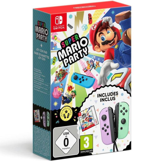 Nintendo Switch Bundle Super Mario Party Gioco + 2 Joy-Con Verde/Viola Pastello