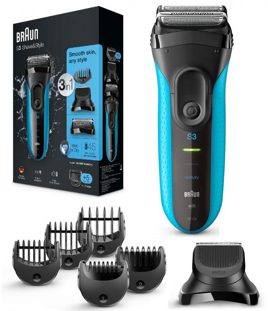BRAUN RASOIO BARBA ELETTRICO SERIE3 SHAVE&STYLE 3010BT RICARICABILE IMPERMEABILE
