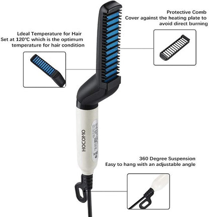Piastra Per Capelli Uomo Lisciante Barba Styling Pettine Spazzola Elettrica