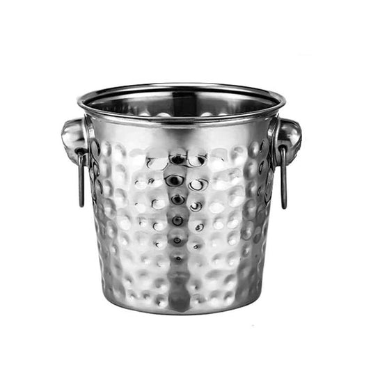 Secchio Per Champagne Secchiello 3L Porta Ghiaccio Da Tavola Acciaio Martellato
